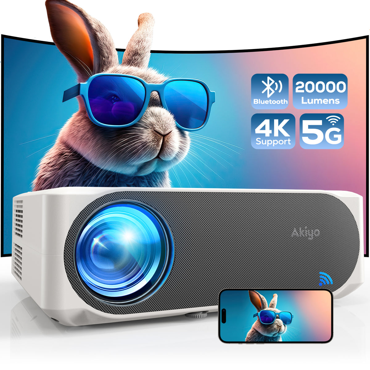 Akiyo 07 Wireless Native fashion 1080P projector Supports 2K & 4K Original $180